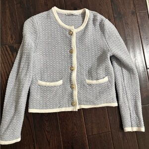 Abercrombie & Fitch Blue Gray and Cream Cardigan